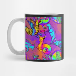 Garish 90's Medieval Art Frank Style Rainbow Print Purple Mug